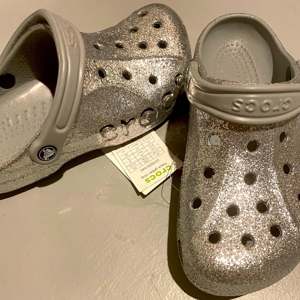 Baya Silver glitter Crocs NEW